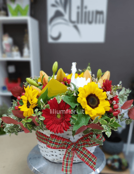 Cestino con girasoli